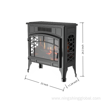 Freestanding Electric Fireplace with PTC Heating and Three-Sided Flame View